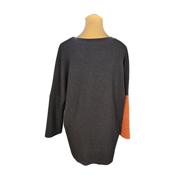 Joseph Ribkoff Brown Orange & Black Pleather Top Sz 8 - Picture 5 of 8